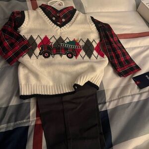 New boys 6 to 9 months Izod three-piece Christmas outfit